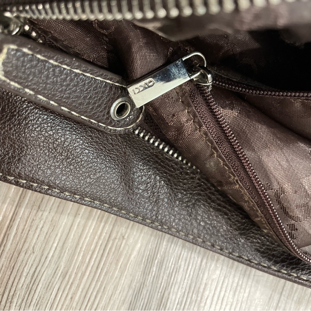 SOLD!! GG Brown and Tan Shoulder Bag with GG Monogram - Picture 5 of 9